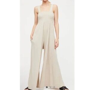 Free People Light Beige Jumpsuit